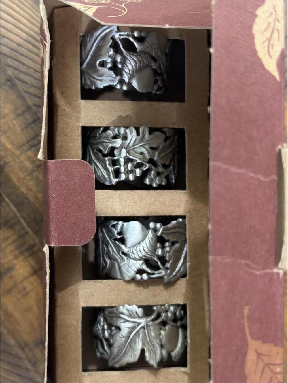 Falling Leaves Pewter Napkin Holders Longaberger 2001 Set Of 4